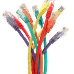 Multi, color network cables in isolated white background