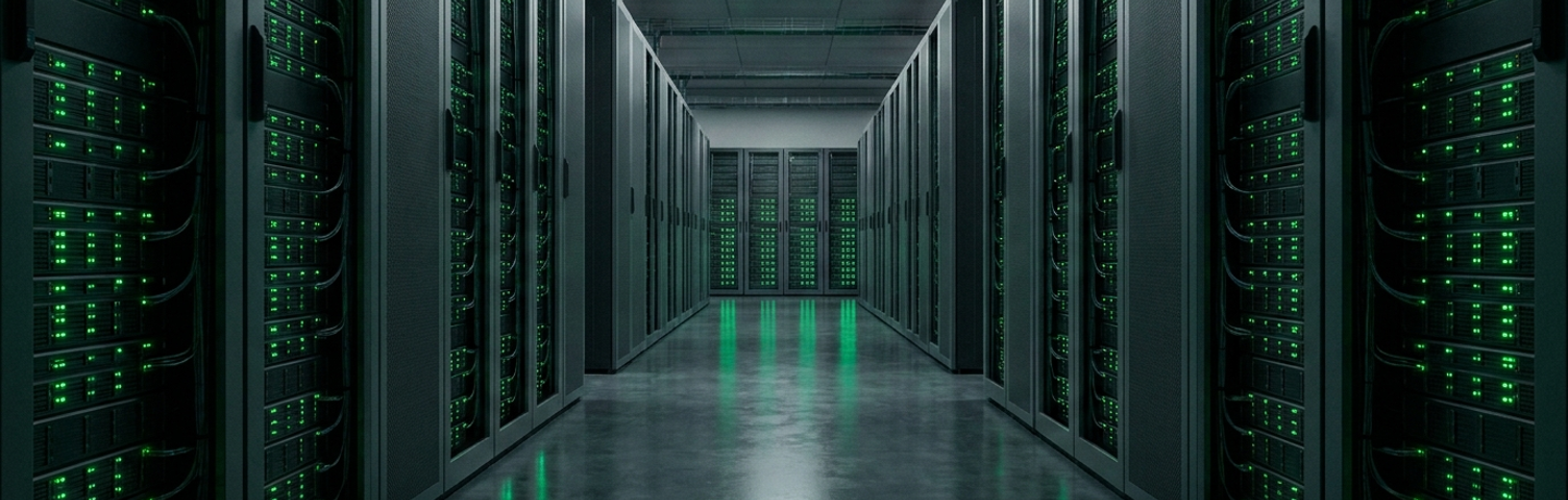 Modern Australian data centre with rows of server racks
